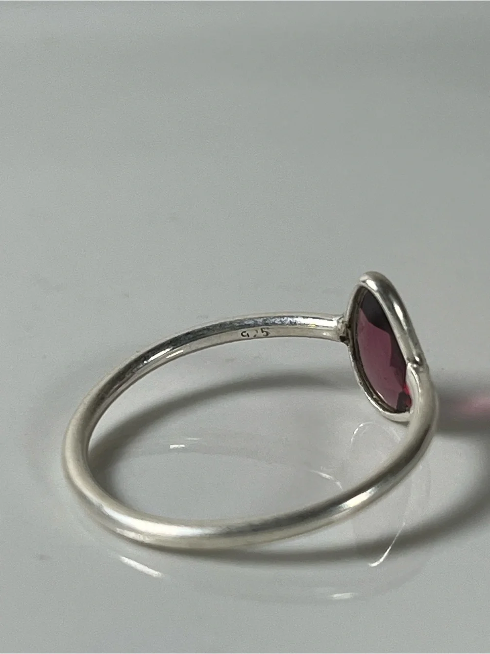 Solid Sterling Silver 925 Ruby Corundum Gemstone Flat Stacker Ring Size 6.5